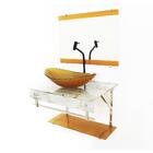 Gabinete De Vidro 60cm Iqx Inox Com Cuba Oval - Mármore Branc