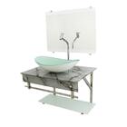 Gabinete De Vidro 60cm Iqx Inox Com Cuba Oval - Mármore Branco