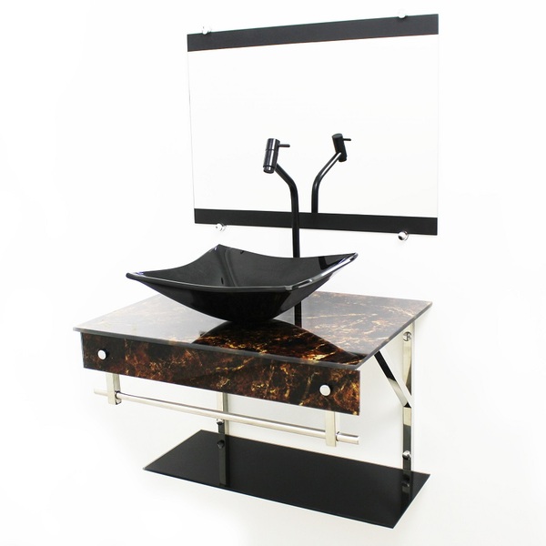 Gabinete De Vidro 60cm Iqx Inox Com Cuba Quadrada - Imperador