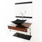 Gabinete De Vidro 60cm Iqx Inox Com Cuba Quadrada - Madeira N