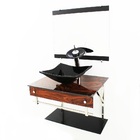 Gabinete De Vidro 60cm Iqx Inox Com Cuba Quadrada - Madeira N