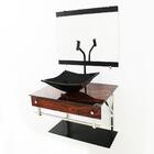 Gabinete De Vidro 60cm Iqx Inox Com Cuba Quadrada - Madeira N