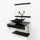 Gabinete De Vidro 60cm Iqx Inox Com Cuba Quadrada - Mármore P