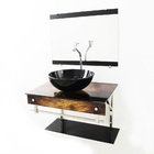 Gabinete De Vidro 60cm Iqx Inox Com Cuba Redonda - Madeira Rú