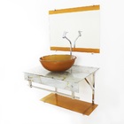 Gabinete De Vidro 60cm Iqx Inox Com Cuba Redonda - Mármore Br