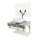 Gabinete De Vidro 60cm Iqx Inox Com Cuba Redonda - Mármore Br