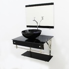 Gabinete De Vidro 60cm Iqx Inox Com Cuba Redonda - Mármore Pr