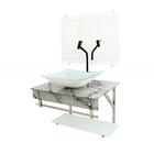 Gabinete De Vidro 60cm Iqx Inox Com Cuba Retangular - Mármore