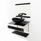 Gabinete De Vidro 60cm It Inox Com Cuba Oval - Mármore Preto