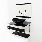 Gabinete De Vidro 60cm It Inox Com Cuba Oval - Mármore Preto