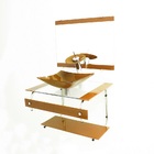 Gabinete De Vidro 60cm It Inox Com Cuba Quadrada - Dourado Re