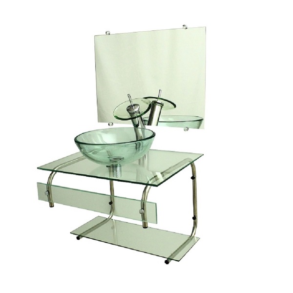 Gabinete De Vidro 60cm It Inox Com Cuba Redonda - Incolor