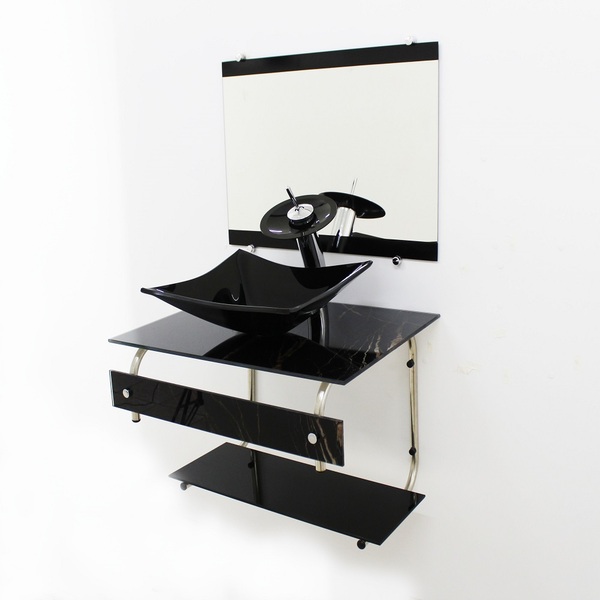 Gabinete De Vidro 60cm It Inox Com Cuba Retangular - Mármore