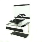 Gabinete De Vidro 60cm It Inox Com Cuba Retangular - Preto