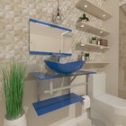 Gabinete De Vidro 70cm Ac Cuba Oval Azul