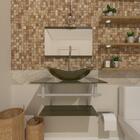 Gabinete De Vidro 70cm Ac Cuba Oval Ouro Envelhecido