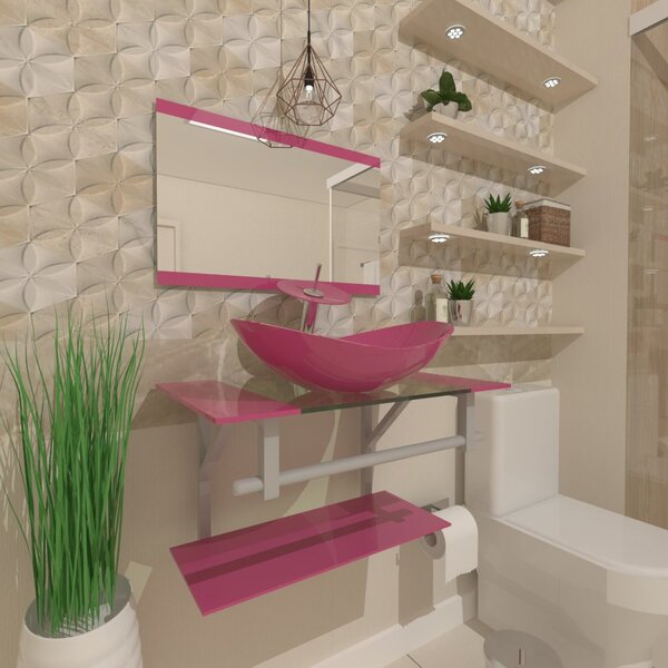 Gabinete De Vidro 70cm Ac Cuba Oval Rosa