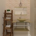 Gabinete De Vidro 70cm Ac Cuba Quadrada Champanhe