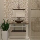 Gabinete De Vidro 70cm Ac Cuba Quadrada Marrom