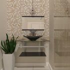 Gabinete De Vidro 70cm Ac Cuba Quadrada Preto