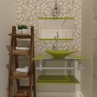 Gabinete De Vidro 70cm Ac Cuba Quadrada Verde Oliva