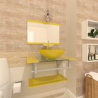 Gabinete De Vidro 70cm Ac Cuba Redonda Amarelo