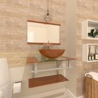 Gabinete De Vidro 70cm Ac Cuba Redonda Dourado Real