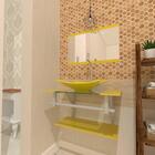 Gabinete De Vidro 70cm Ac Cuba Retangular Amarelo