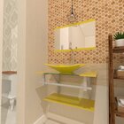 Gabinete De Vidro 70cm Ac Cuba Retangular Amarelo