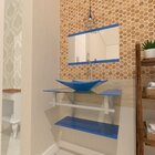 Gabinete De Vidro 70cm Ac Cuba Retangular Azul