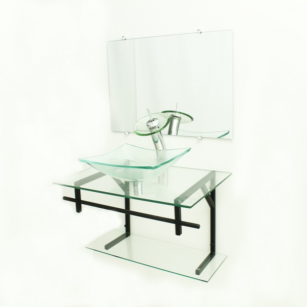 Gabinete De Vidro 70cm Ap Com Cuba Retangular - Incolor