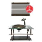 Gabinete De Vidro 70cm Cuba Chapéu Redonda Ouro Envelhecido