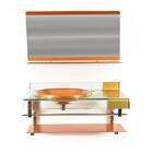 Gabinete De Vidro 70cm Curvado Duplo Inox Com Cuba Chapéu - D