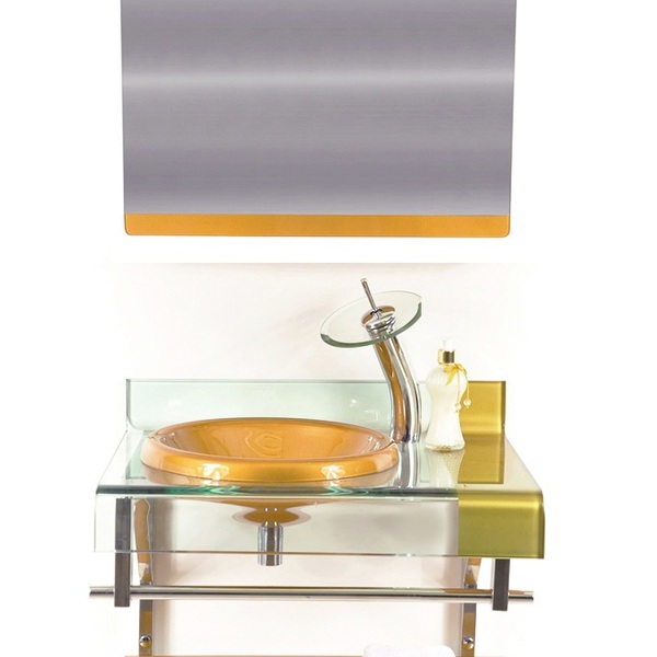 Gabinete De Vidro 70cm Curvado Duplo Inox Com Cuba Chapéu - D