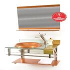 Gabinete De Vidro 70cm Curvado Duplo Inox Com Cuba Chapéu - D