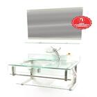 Gabinete De Vidro 70cm Curvado Duplo Inox Com Cuba Chapéu - I