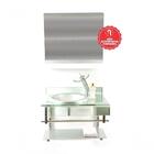 Gabinete De Vidro 70cm Curvado Duplo Inox Com Cuba Chapéu - P