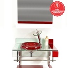 Gabinete De Vidro 70cm Curvado Duplo Inox Com Cuba Chapéu - V