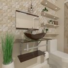 Gabinete De Vidro 70cm Inox Com Cuba Oval Marrom