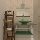 Gabinete De Vidro 70cm Inox Com Cuba Quadrada Verde