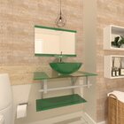 Gabinete De Vidro 70cm Inox Com Cuba Redonda Verde