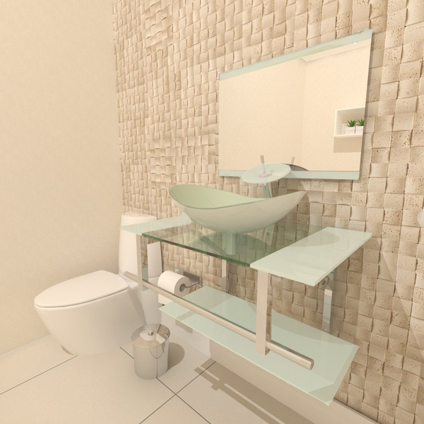 Gabinete De Vidro 70cm Iq Inox Com Cuba Oval - Branco