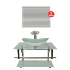 Gabinete De Vidro 70cm Iq Inox Com Cuba Oval - Branco