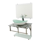 Gabinete De Vidro 70cm Iq Inox Com Cuba Oval - Mármore Branco