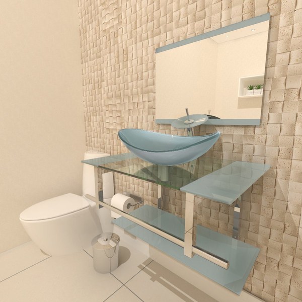 Gabinete De Vidro 70cm Iq Inox Com Cuba Oval - Prata