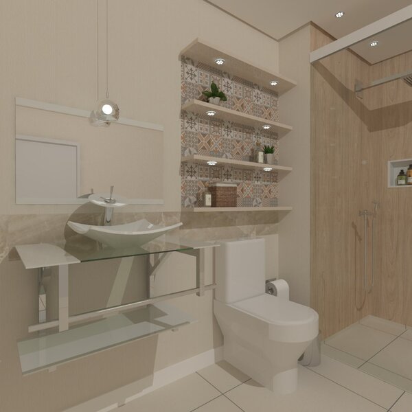 Gabinete De Vidro 70cm Iq Inox Com Cuba Quadrada - Branco