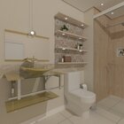 Gabinete De Vidro 70cm Iq Inox Com Cuba Quadrada - Champanhe