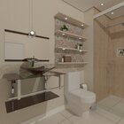 Gabinete De Vidro 70cm Iq Inox Com Cuba Quadrada - Marrom