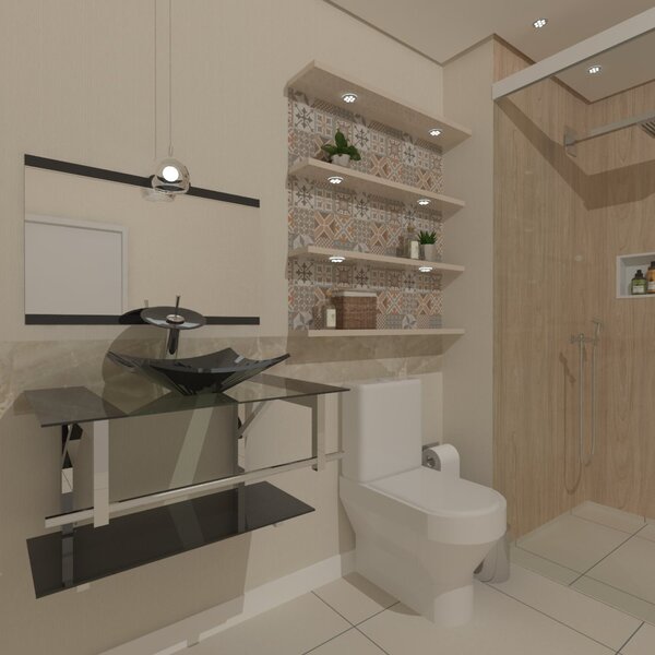 Gabinete De Vidro 70cm Iq Inox Com Cuba Quadrada - Preto