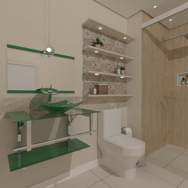 Gabinete De Vidro 70cm Iq Inox Com Cuba Quadrada - Verde